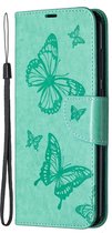 Xiaomi Redmi Note 9 Hoesje - Mobigear - Butterfly Serie - Kunstlederen Bookcase - Turquoise - Hoesje Geschikt Voor Xiaomi Redmi Note 9