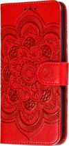 LG K50s Hoesje - Mobigear - Mandala Serie - Kunstlederen Bookcase - Rood - Hoesje Geschikt Voor LG K50s