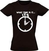 Its wine o clock Dames t-shirt | wijn | drank | alcohol | cadeau | Zwart