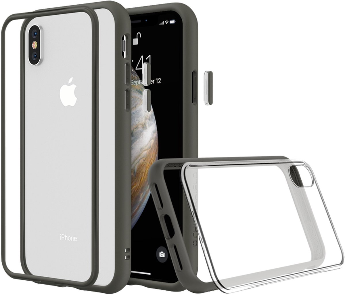 Apple iPhone Xs Hoesje - Rhinoshield - MOD NX Serie - Hard Kunststof Backcover - Graphite - Hoesje Geschikt Voor Apple iPhone Xs