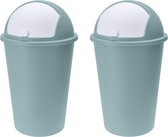 2x stuks vuilnisbak/afvalbak/prullenbak groen met deksel 50 liter - Vuilnisbakken/afvalbakken/prullenbakken