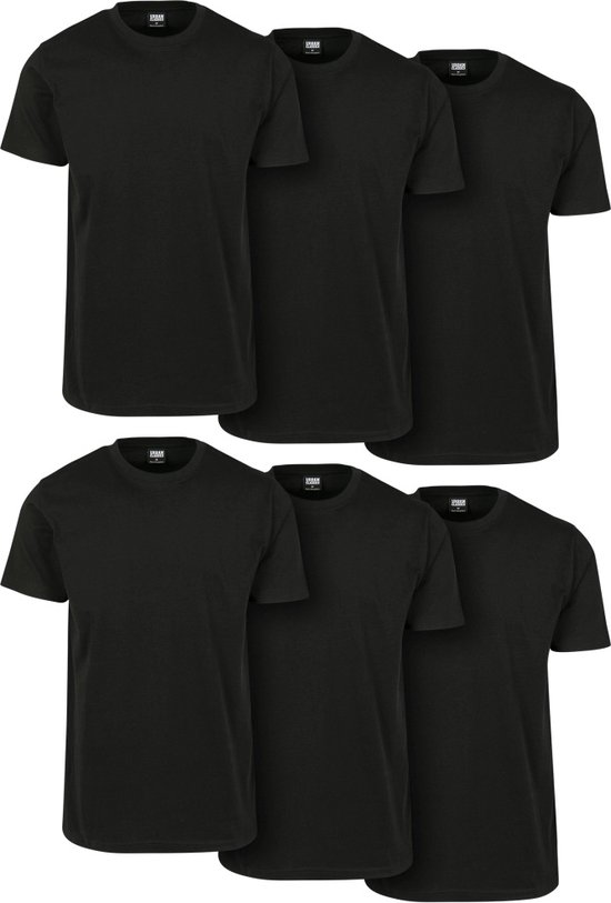 Basic T-shirt 6-pack zwart/zwart/zwart/zwart/zwart/zwart M