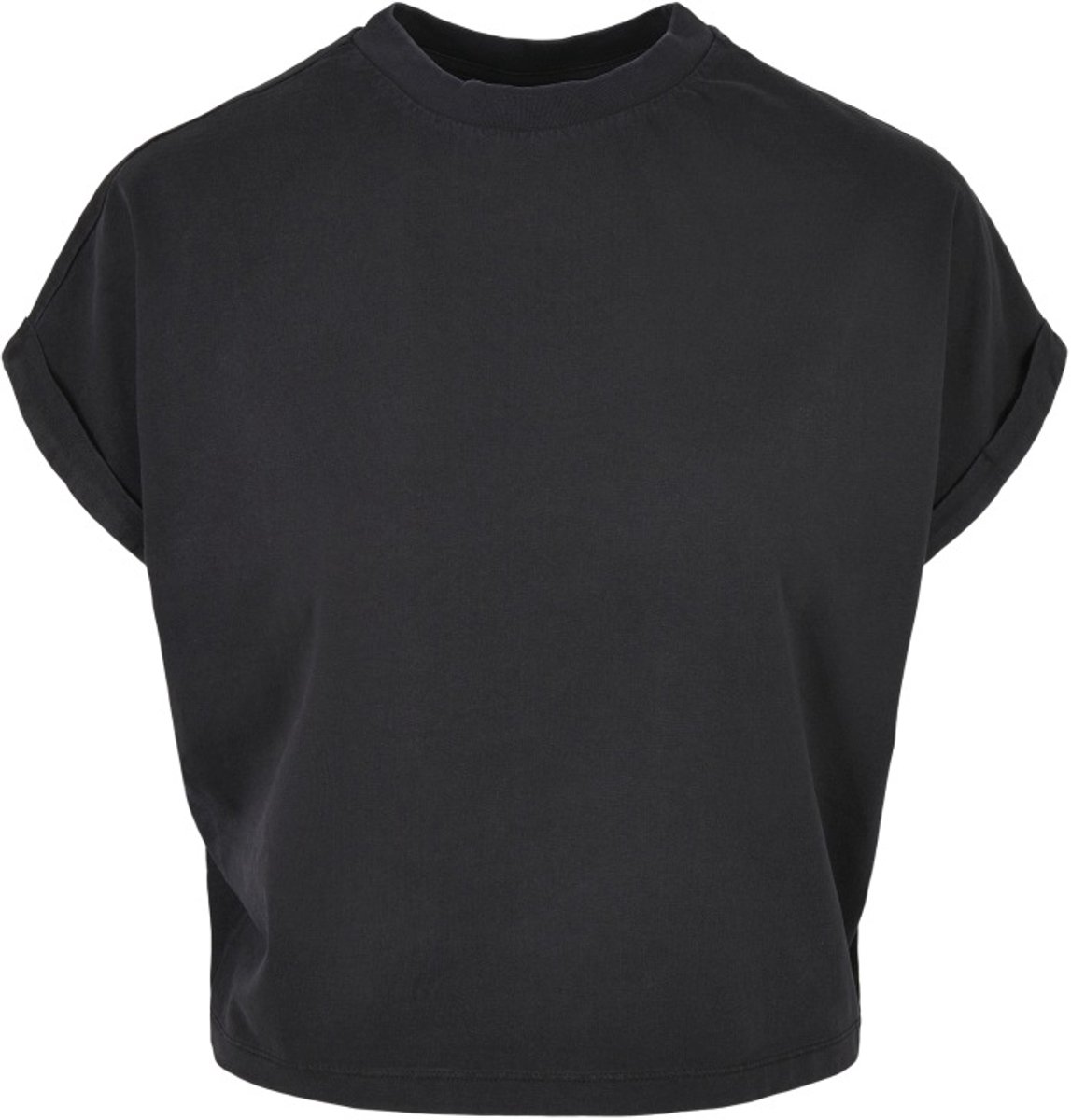 Urban Classics Short Pigment Dye Cut On Sleeve Dames T-shirt 4XL Zwart