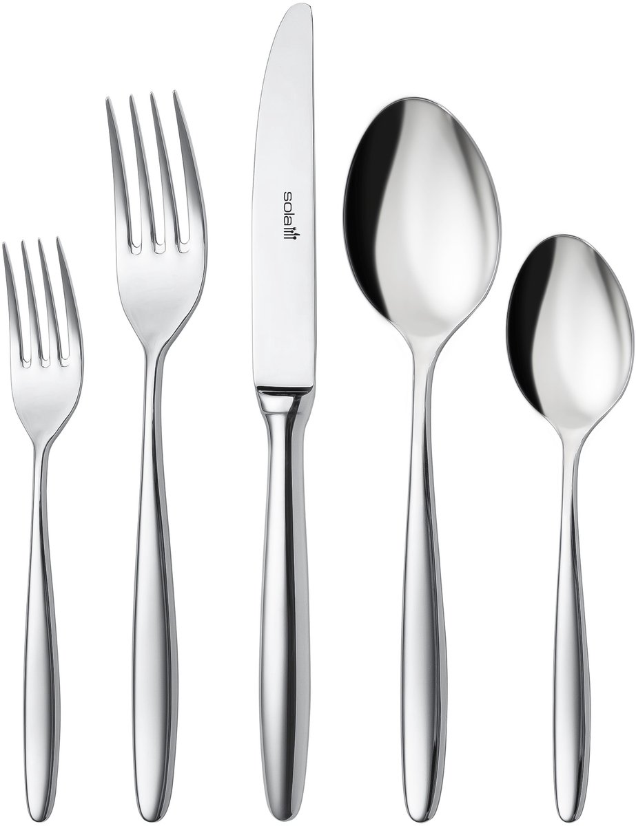 Sola Bestekset Tulip - Modern - 8 persoons - 70 delig - Zilverwit Edelstaal 18/10 - RVS - Zilver
