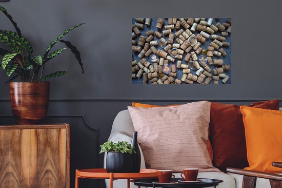 Sticker Muursticker Liège - Bouchons en tas - 60x40 cm - film adhésif autocollant - sticker mural repositionnable