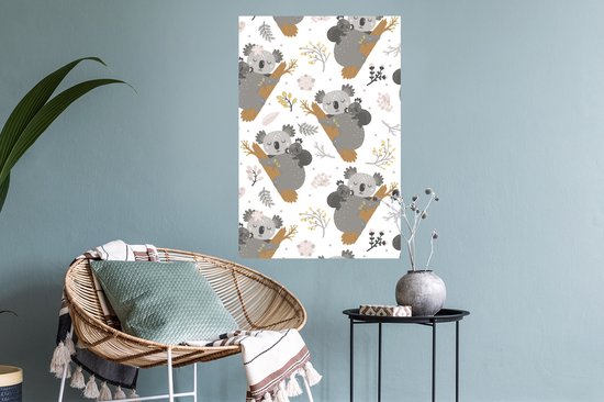 Sticker Muursticker Motif chambre d'enfant - Motif enfant avec koalas endormis - 40x60 cm - Film adhésif autocollant - Sticker mural repositionnable