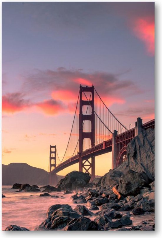 Golden Gate Bridge - zonsondergang - San Francisco, Californië - 60x90 Poster Staand - Landschap