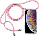 Apple iPhone XS Max Hoesje - Mobigear - Lanyard Serie - TPU Hoesje met koord - Transparant / Roze - Hoesje Geschikt Voor Apple iPhone XS Max