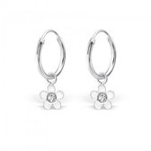 Aramat jewels ® - 925 sterling zilveren kinder oorringen met bedel bloem kristal