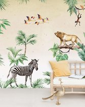 Jungle Behang Mural - Behangpapier -  King of the Jungle - 200cm x 280cm - Mat Vliesbehang - Creative Lab Amsterdam