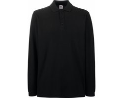 Fruit Of The Loom Heren Premium Poloshirt Met Lange Mouwen (Zwart)