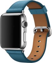 By Qubix - Geschikt voor Apple Watch 42mm / 44mm - Classic lederen bandje - Donker blauw - Apple watch bandjes