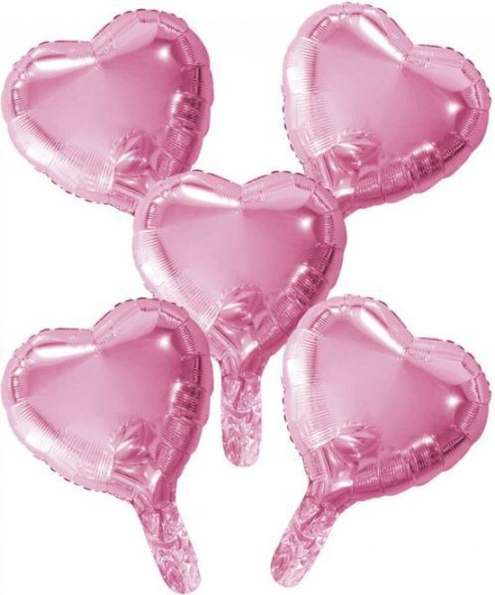 Wefiesta Folieballonnen Hartvorm 22 Cm Roze 5 Stuks