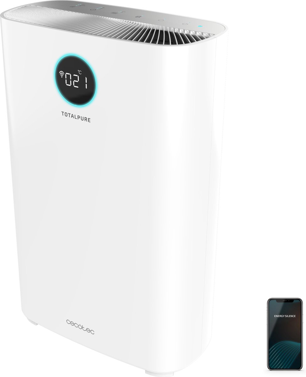 Cecotec Purificador de Aire TotalPure 2500 Connected. 200 CADR Cobertura 65m3 Pantalla LED Control por Wi-Fi