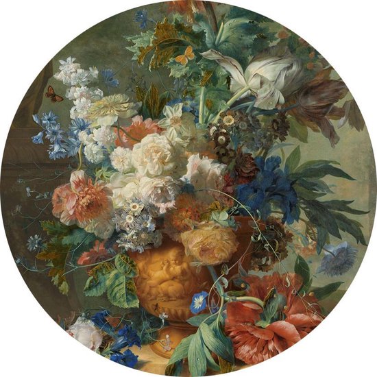 Nature morte aux fleurs, Jan van Huijsum - Photo sur papier peint Cercle - ⌀ 120 cm
