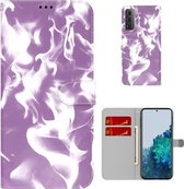 Voor Samsung Galaxy S21 5G Cloud Fog Pattern Horizontal Flip Leather Case met Houder & Card Slot & Wallet (Paars)
