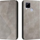 Voor OPPO Realme C15 Skin Feel Magnetisch S-type Effen Kleur Horizontale Flip Lederen Case met Houder & Kaartsleuf & Portemonnee (Grijs)