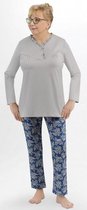 Martel- Waleria- dames pyjama- grijs/ marineblauw- 100 % katoen XL