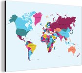 Les pays sont indiqués avec différentes couleurs sur la carte du monde Aluminium 90x60 cm