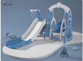 Speeltoestel Luxe 3 in 1 Modern Blauw met glijbaan en schommel voor binnen en buiten  - Baby - Peuter - Kleuter- Cadeau - 1 jaar - 2 jaar - 3 jaar - Sinterklaas - Kerst - Jongen -