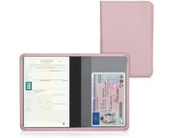 kwmobile hoes voor kentekenbewijs en rijbewijs - Beschermhoes met pasjeshouder in roségoud - Imitatieleer