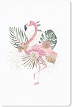 Muismat FlamingoKerst illustraties - Een flamingo en bloemen op een witte achtergrond muismat rubber - 18x27 cm - Muismat met foto