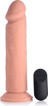 9 Inch Vibrating Remote Control Silicone Dildo - Beige