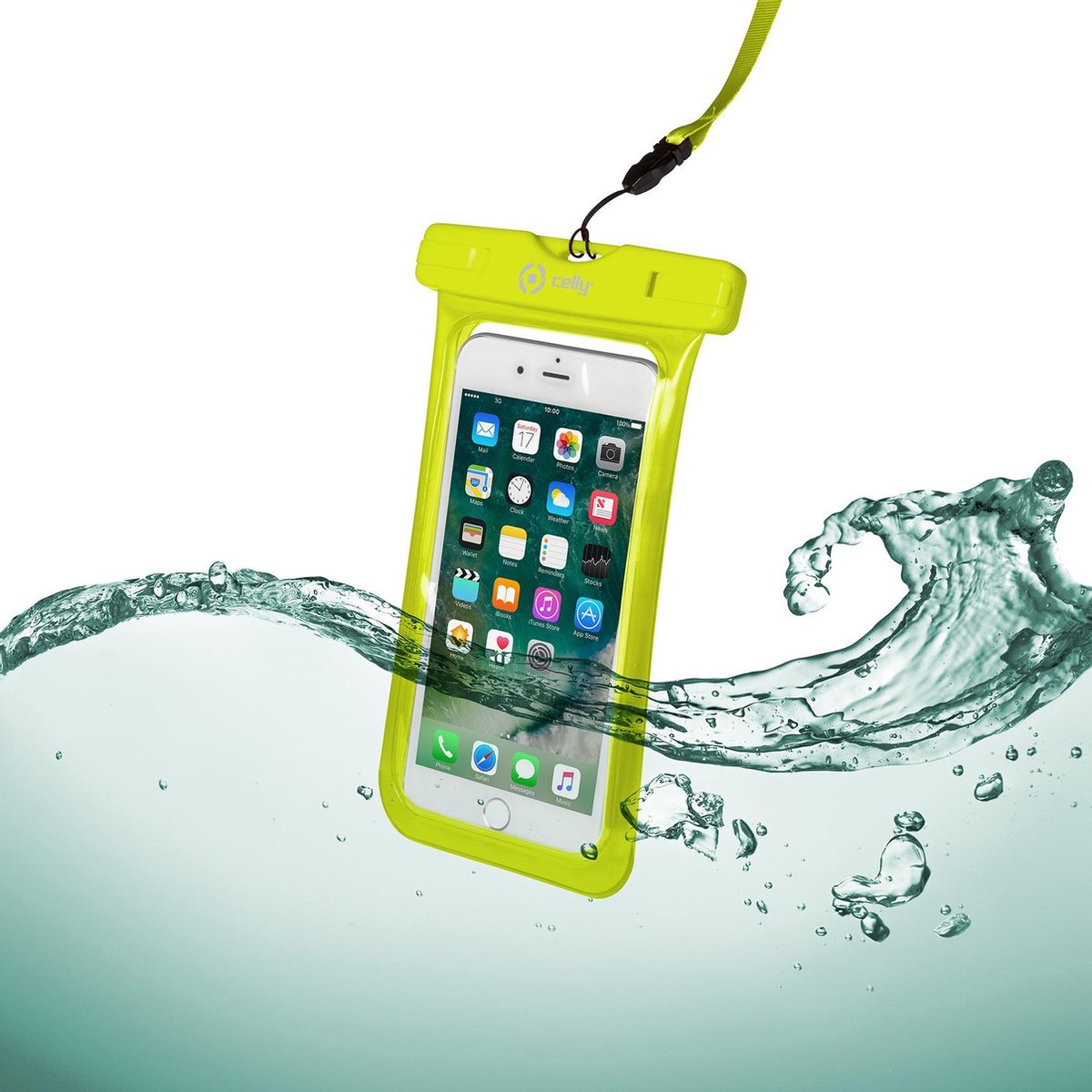 Celly - SplashBag Beschermhoes Telefoon Spatbestendig 6,2 Inch - Kunststof - Geel