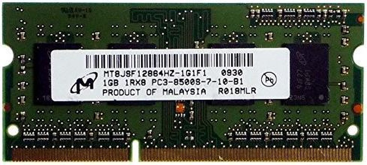 Notebook Ram 1 GB Micron MT8JSF12864HZ-1G1F1 PC3-8500S-7-10-B1 ID10875