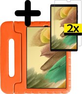 Hoes Geschikt voor Samsung Galaxy Tab A7 Lite Hoes Kinder Hoesje Kids Case Shockproof Cover Met 2x Screenprotector - Hoesje Geschikt voor Samsung Tab A7 Lite Hoesje Kidscase - Oranje