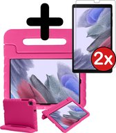 Hoes Geschikt voor Samsung Galaxy Tab A7 Lite Hoes Kinder Hoesje Kids Case Cover Kidsproof Met 2x Screenprotector - Hoesje Geschikt voor Samsung Tab A7 Lite Hoesje Kinder Hoesje - Roze