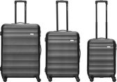 Packenger 3-delige kofferset - Timber - Trolley Set - harde cover - M, L & XL - 4 rubberen rollers (360°) - combinatie slot - zwart