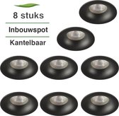 Inbouwspots badkamer - 8 pack - IP65 - Spotjes inbouw - Paola - Zwart