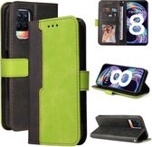 Voor OPPO Realme 8/8 Pro Zakelijke stiksels-kleur Horizontale Flip PU lederen tas met houder & kaartsleuven & fotolijst & Lanyard (groen)