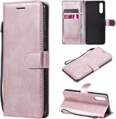 Voor Sony Xperia 10 III Effen Kleur Horizontale Flip Beschermende Lederen Case met Houder & Kaartsleuven & Portemonnee & Fotolijst & Lanyard (Rose Goud)