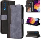 Voor Samsung Galaxy A50 / A30s / A50s Zakelijke stiksels-kleur Horizontale Flip PU lederen tas met houder & kaartsleuven & fotolijst (grijs)