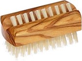 Croll & Denecke nagelborstel – Manicure borstel – Nagelverzorging - Harde en zachte borstel zijde - 5 x 2,5 x 3 cm – Olijfhout