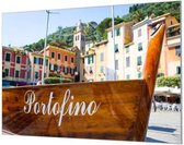 Wandpaneel Portofino Italië  | 210 x 140  CM | Zwart frame | Wandgeschroefd (19 mm)