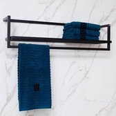 Handdoekenrek Badkamer Zwart - Metaal - 22x25x96cm - Giga Meubel