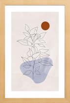 JUNIQE - Poster in houten lijst Flourishing -40x60 /Blauw & Ivoor