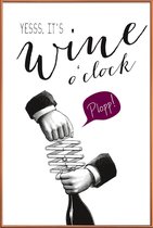 JUNIQE - Poster met kunststof lijst Wine o'clock -13x18 /Paars & Wit