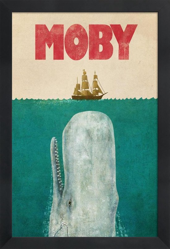 JUNIQE Poster in houten lijst Moby 60x90 /Blauw & Rood