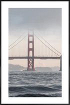 JUNIQE - Poster met kunststof lijst Golden Gate Bridge -13x18 /Grijs