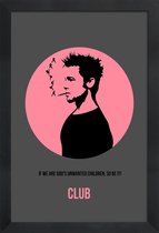 JUNIQE - Poster met houten lijst Fight Club -13x18 /Roze & Zwart