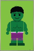 JUNIQE - Poster met kunststof lijst Hulk Toy -13x18 /Groen & Paars