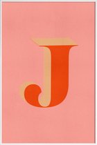 JUNIQE - Poster in kunststof lijst Red J -30x45 /Rood & Roze