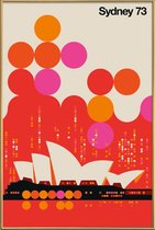 JUNIQE - Poster met kunststof lijst Vintage Sydney 73 rood -20x30