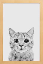 JUNIQE - Poster in houten lijst Kitten Classic -40x60 /Wit & Zwart