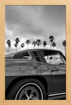 JUNIQE - Poster in houten lijst Californië Corvette auto -30x45 /Grijs
