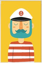 JUNIQE - Poster met kunststof lijst Ahoy Sailor -30x45 /Geel & Rood